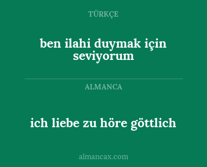 ben ilahi duymak için seviyorum - ich liebe zu höre göttlich