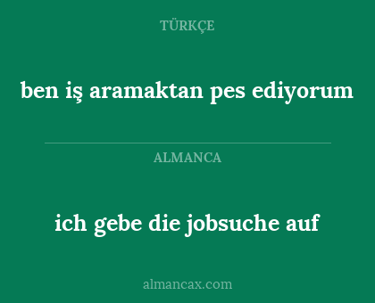 ben iş aramaktan pes ediyorum - ich gebe die jobsuche auf