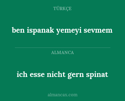 ich esse nicht gern spinat - ben ispanak yemeyi sevmem