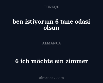 6 ich möchte ein zimmer - ben istiyorum 6 tane odasi olsun