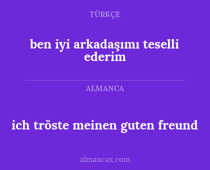 ich tröste meinen guten freund - ben iyi arkadaşımı teselli ederim