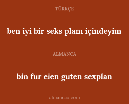 ben iyi bir seks planı içindeyim - bin fur eien guten sexplan