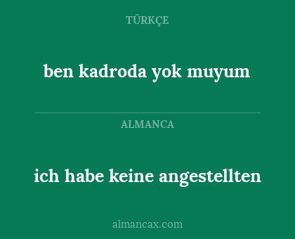 ben kadroda yok muyum - ich habe keine angestellten