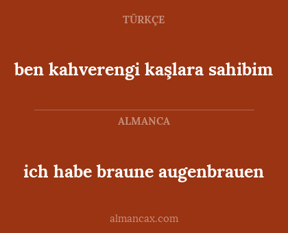 ben kahverengi kaşlara sahibim - ich habe braune augenbrauen