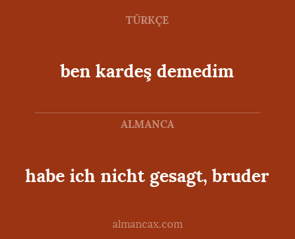 habe ich nicht gesagt, bruder - ben kardeş demedim