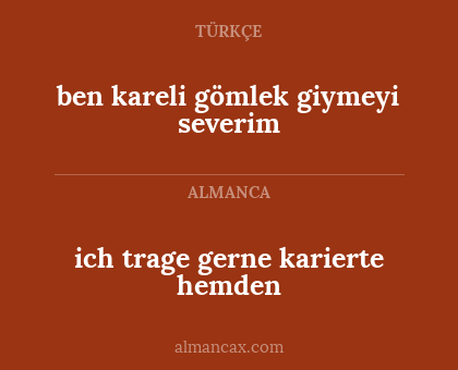 ich trage gerne karierte hemden - ben kareli gömlek giymeyi severim