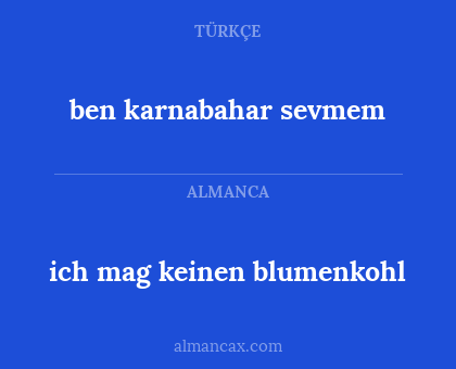 ben karnabahar sevmem - ich mag keinen blumenkohl