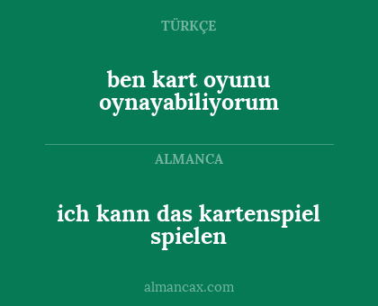 ben kart oyunu oynayabiliyorum - ich kann das kartenspiel spielen