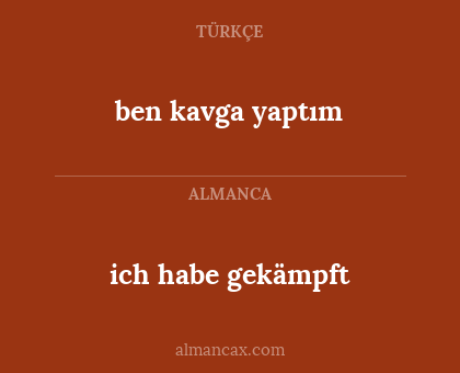 ich habe gekämpft - ben kavga yaptım