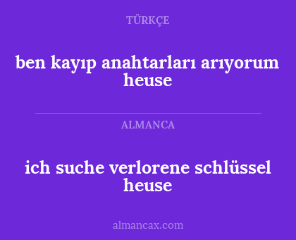 ben kayıp anahtarları arıyorum heuse - ich suche verlorene schlüssel heuse