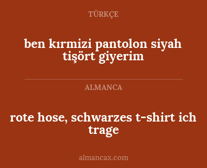 ben kırmizi pantolon siyah tişört giyerim - rote hose, schwarzes t-shirt ich trage