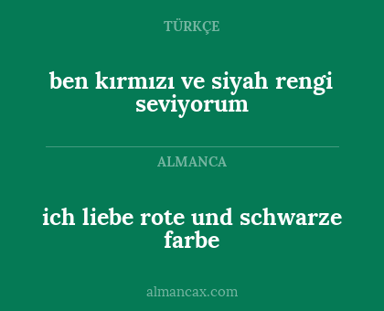 ben kırmızı ve siyah rengi seviyorum - ich liebe rote und schwarze farbe