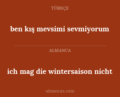 ich mag die wintersaison nicht - ben kış mevsimi sevmiyorum