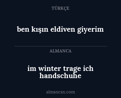 im winter trage ich handschuhe - ben kışın eldiven giyerim
