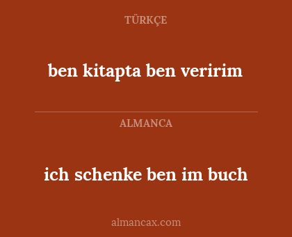 ich schenke ben im  buch - ben kitapta ben veririm