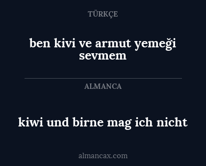 kiwi und birne mag ich nicht - ben kivi ve armut yemeği sevmem