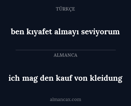 ben kıyafet almayı seviyorum - ich mag den kauf von kleidung