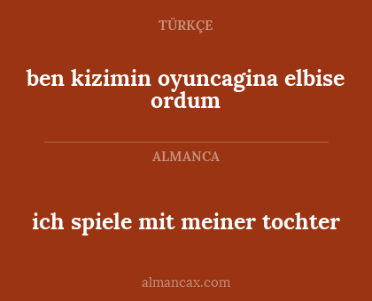 ben kizimin oyuncagina elbise ordum - ich spiele mit meiner tochter