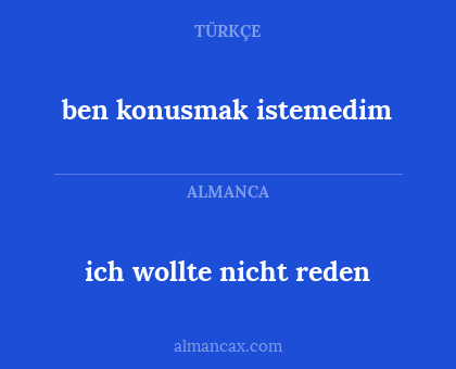 ben konusmak istemedim - ich wollte nicht reden