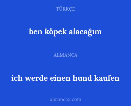 ich werde einen hund kaufen - ben köpek alacağım
