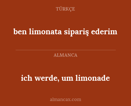 ben limonata sipariş ederim - ich werde, um limonade