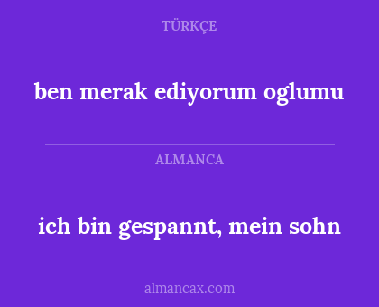 ben merak ediyorum oglumu - ich bin gespannt, mein sohn