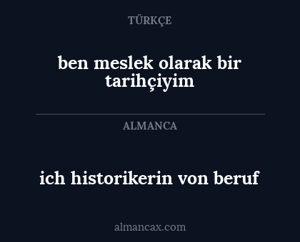 ich historikerin von beruf - ben meslek olarak bir tarihçiyim