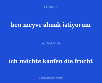 ben meyve almak istiyorum - ich möchte kaufen die frucht