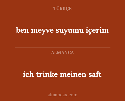 ich trinke meinen saft - ben meyve suyumu içerim