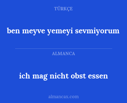 ben meyve yemeyi sevmiyorum - ich mag nicht obst essen