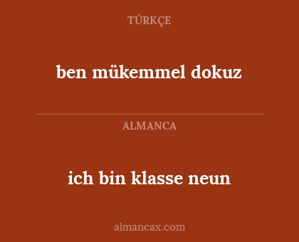 ben mükemmel dokuz - ich bin klasse neun