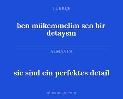 sie sind ein perfektes detail - ben mükemmelim sen bir detaysın