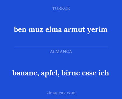 banane, apfel, birne esse ich - ben muz elma armut yerim