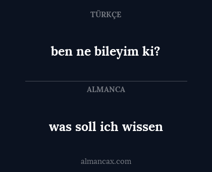 ben ne bileyim ki? - was soll ich wissen