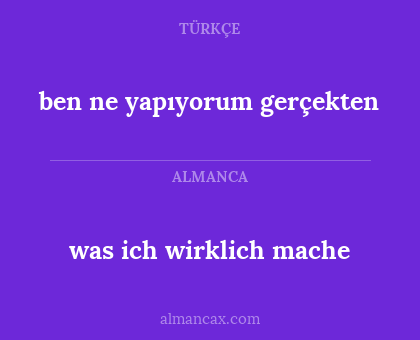 was ich wirklich mache - ben ne yapıyorum gerçekten