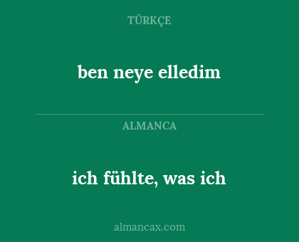 ben neye elledim - ich fühlte, was ich
