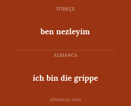ben nezleyim - ich bin die grippe