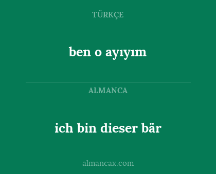 ben o ayıyım - ich bin dieser bär