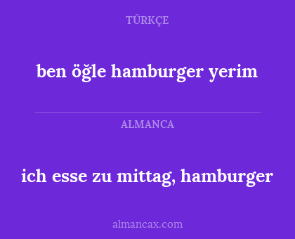 ben öğle hamburger yerim - ich esse zu mittag, hamburger
