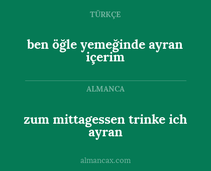 zum mittagessen trinke ich ayran - ben öğle yemeğinde ayran içerim