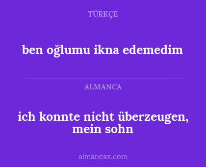 ben oğlumu ikna edemedim - ich konnte nicht überzeugen, mein sohn
