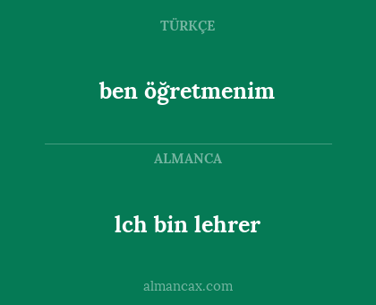 lch bin lehrer - ben öğretmenim