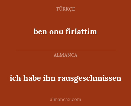 ben onu firlattim - ich habe ihn rausgeschmissen