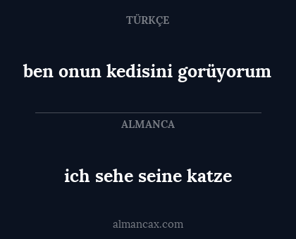 ben onun kedisini gorüyorum - ich sehe seine katze