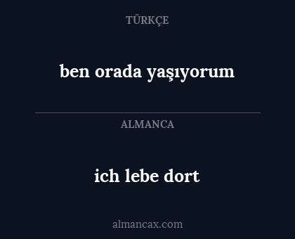 ich lebe dort - ben orada yaşıyorum