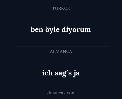 ben öyle diyorum - ich sag´s ja