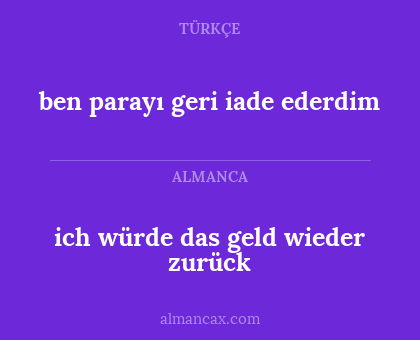 ben parayı geri iade ederdim - ich würde das geld wieder zurück