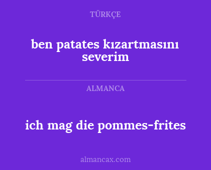 ben patates kızartmasını severim - ich mag die pommes-frites