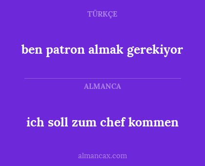 ich soll zum chef kommen - ben patron almak gerekiyor