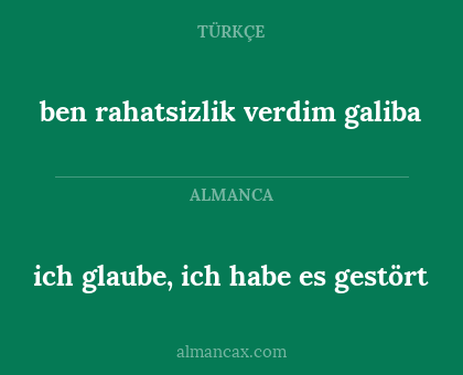 ich glaube, ich habe es gestört - ben rahatsizlik verdim galiba
